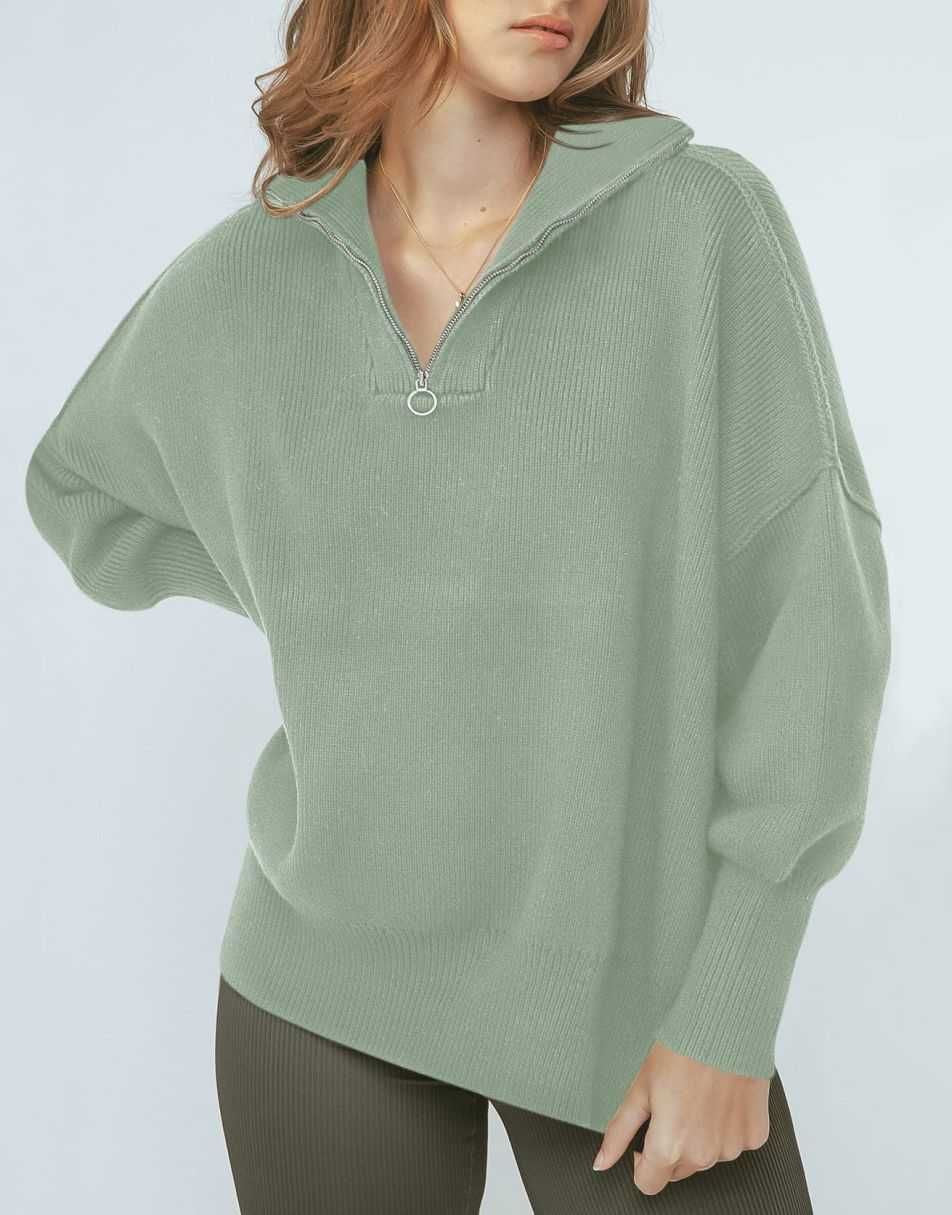 ANRABESS Oversized Quarter Zip Baggy Long Sleeve Sweater