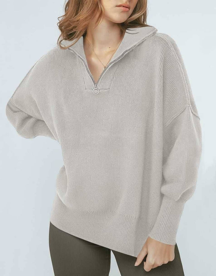 ANRABESS Oversized Quarter Zip Baggy Long Sleeve Sweater
