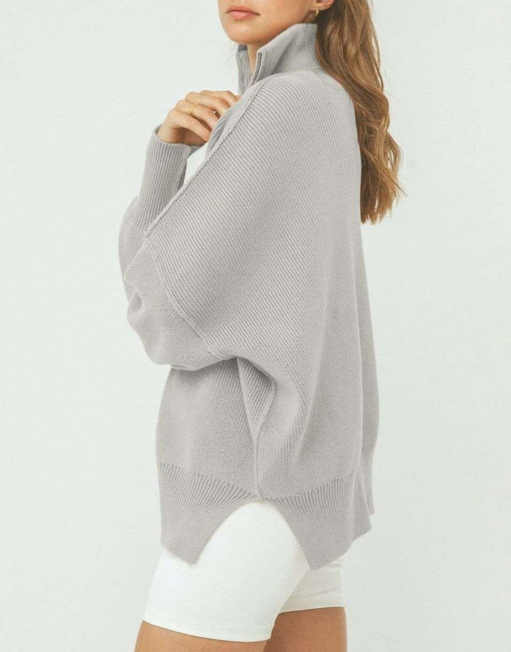 ANRABESS Oversized Quarter Zip Baggy Long Sleeve Sweater