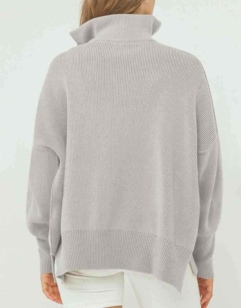 ANRABESS Oversized Quarter Zip Baggy Long Sleeve Sweater