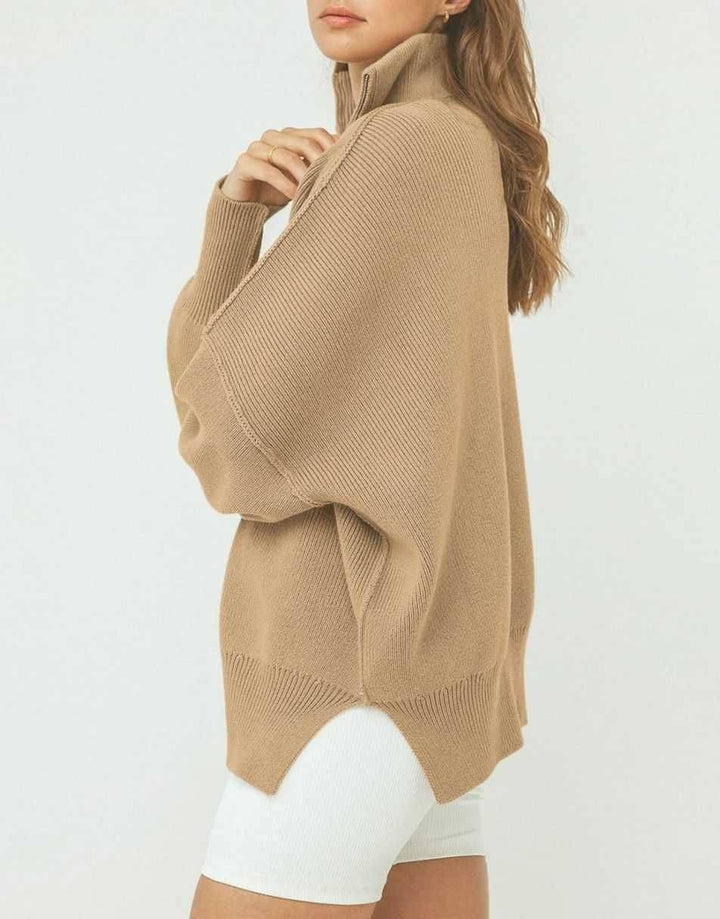 ANRABESS Oversized Quarter Zip Baggy Long Sleeve Sweater