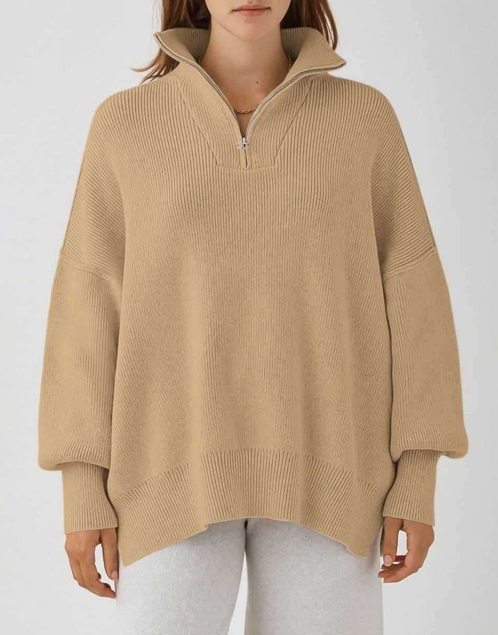 ANRABESS Oversized Quarter Zip Baggy Long Sleeve Sweater