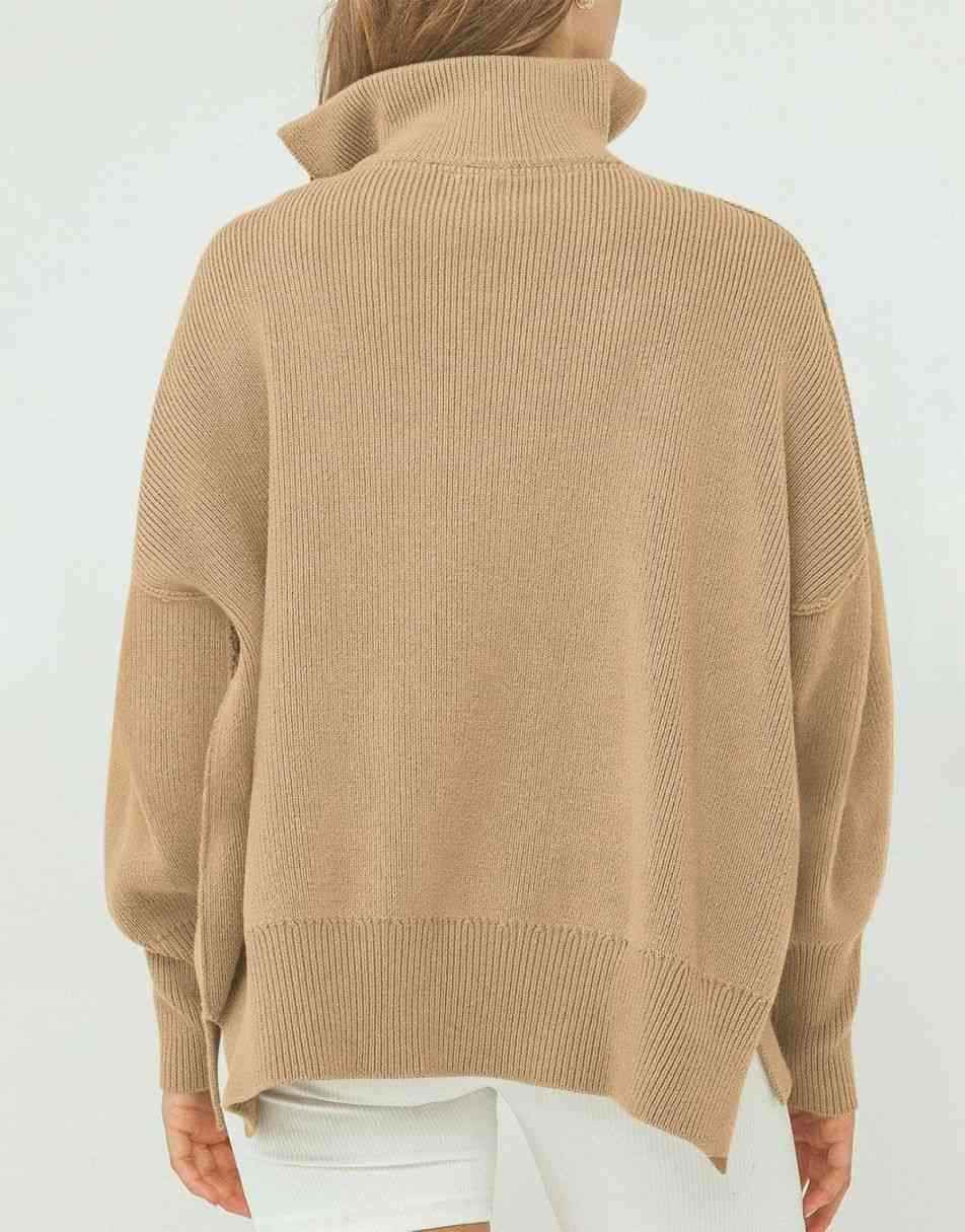 ANRABESS Oversized Quarter Zip Baggy Long Sleeve Sweater