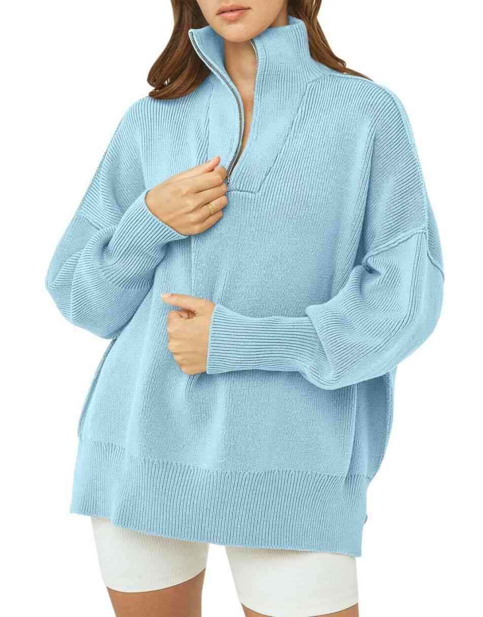 ANRABESS Oversized Quarter Zip Baggy Long Sleeve Sweater