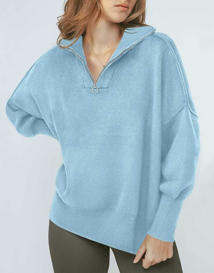 ANRABESS Oversized Quarter Zip Baggy Long Sleeve Sweater