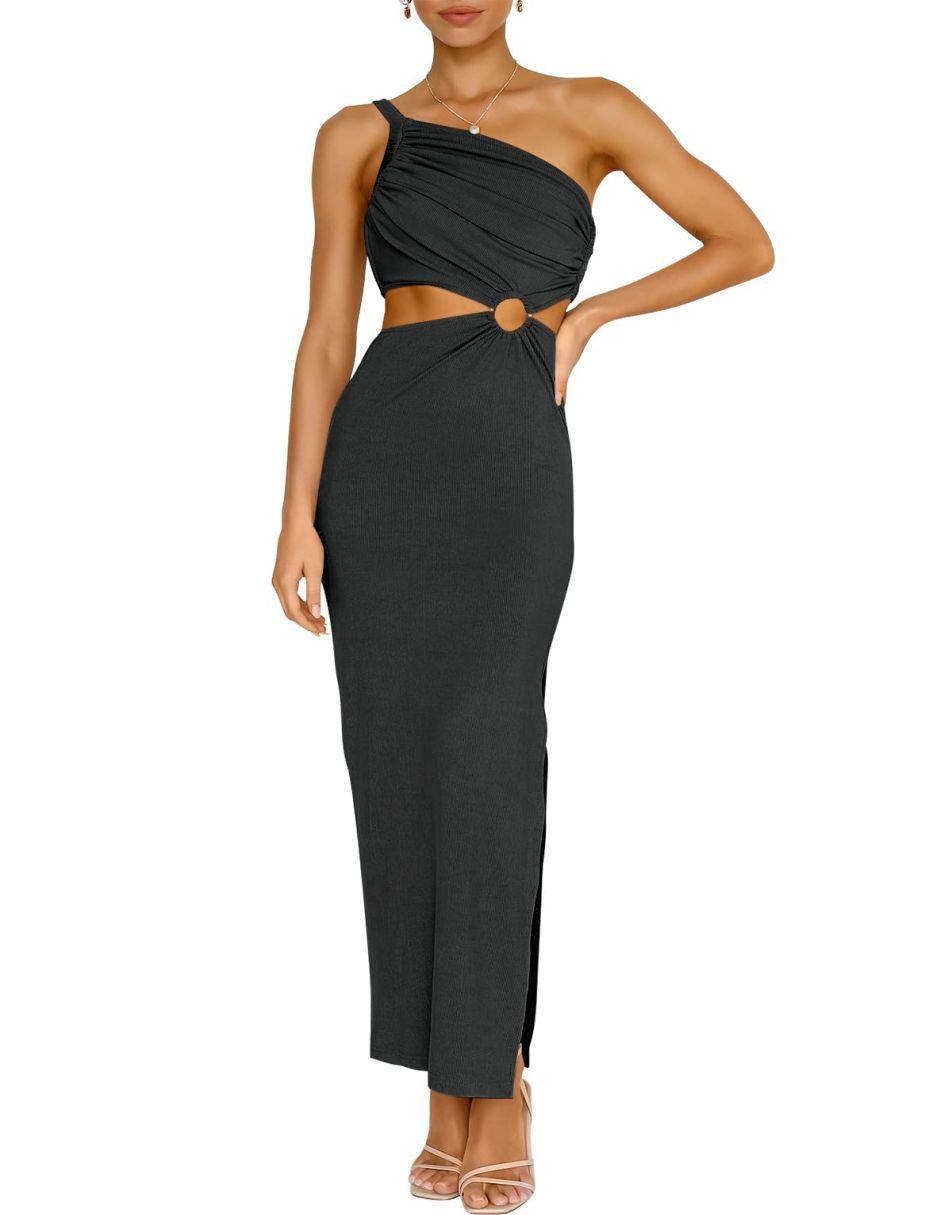 ANRABESS One Shoulder Sleeveless Bodycon Maxi Vacation Dress