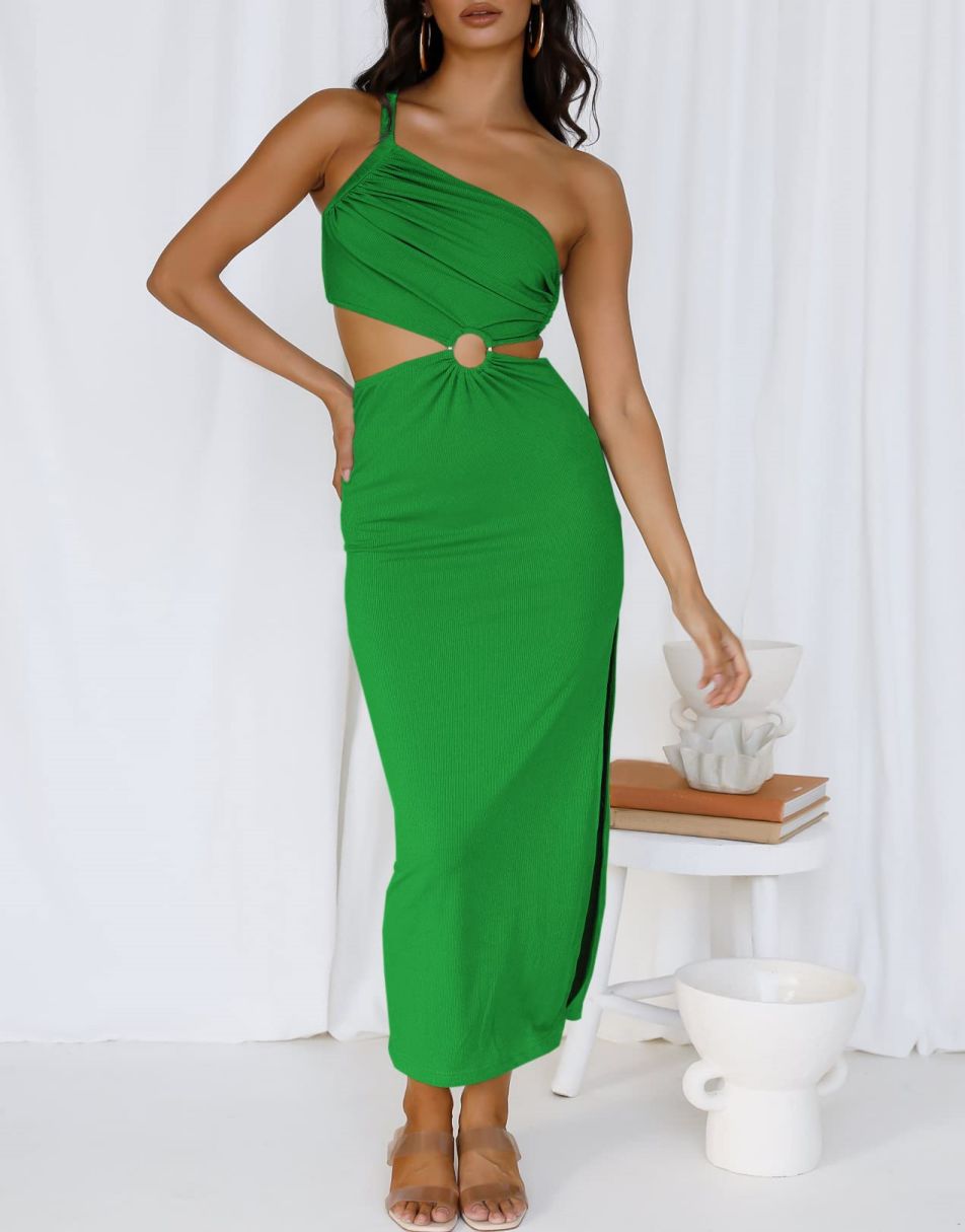 ANRABESS One Shoulder Sleeveless Bodycon Maxi Vacation Dress