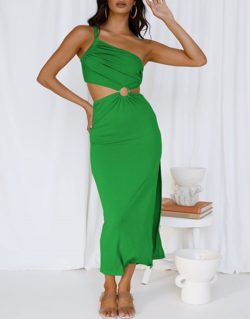 ANRABESS One Shoulder Sleeveless Bodycon Maxi Vacation Dress