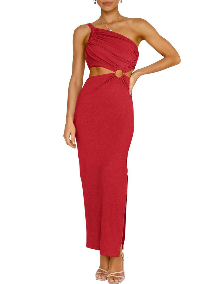 ANRABESS One Shoulder Sleeveless Bodycon Maxi Vacation Dress