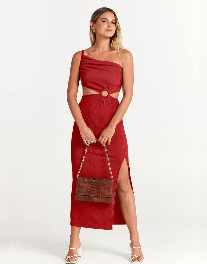 ANRABESS One Shoulder Sleeveless Bodycon Maxi Vacation Dress