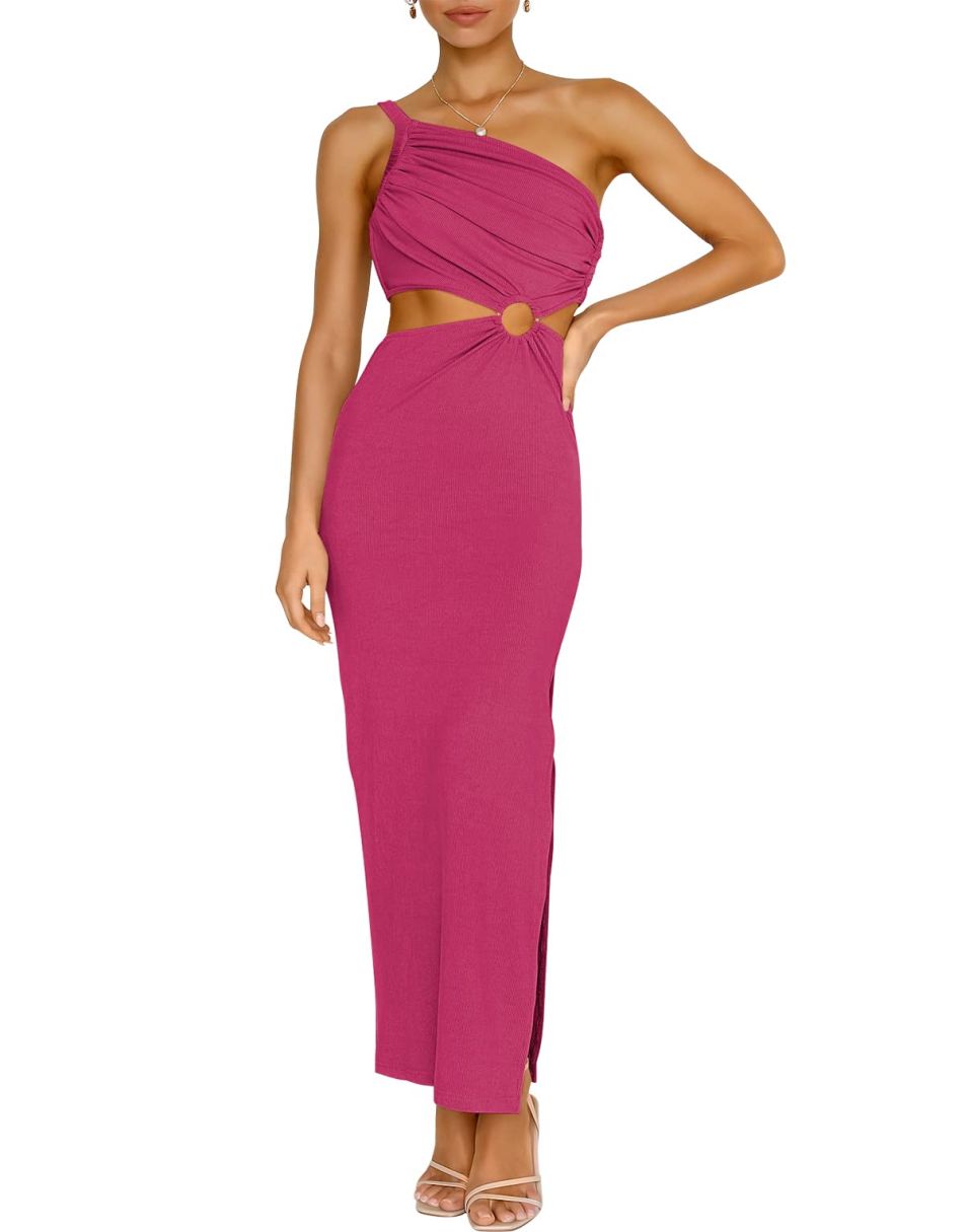 ANRABESS One Shoulder Sleeveless Bodycon Maxi Vacation Dress