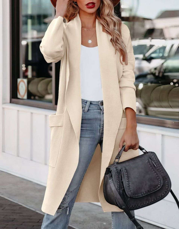 ANRABESS Long Sleeve Open Front Draped Cardigan with Pockets