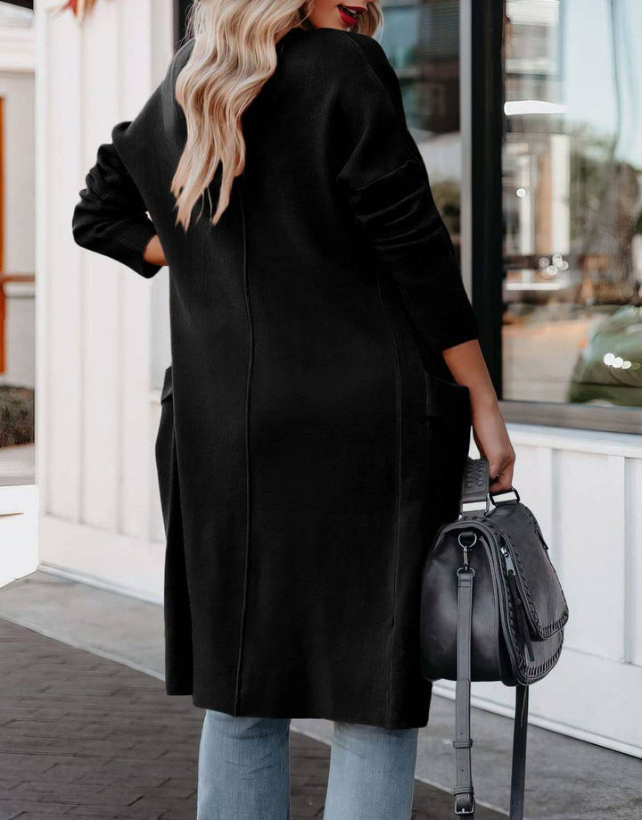 ANRABESS Long Sleeve Open Front Draped Cardigan with Pockets