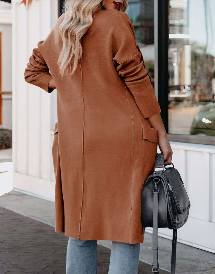 ANRABESS Long Sleeve Open Front Draped Cardigan with Pockets