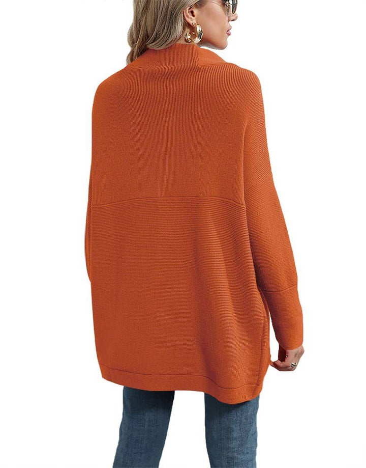 Anrabess Ribbed Knit Turtleneck Slouchy Tunic Pullover