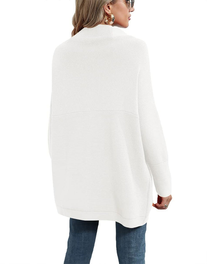 Anrabess Ribbed Knit Turtleneck Slouchy Tunic Pullover