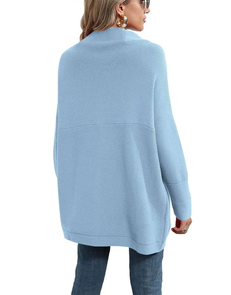 Anrabess Ribbed Knit Turtleneck Slouchy Tunic Pullover