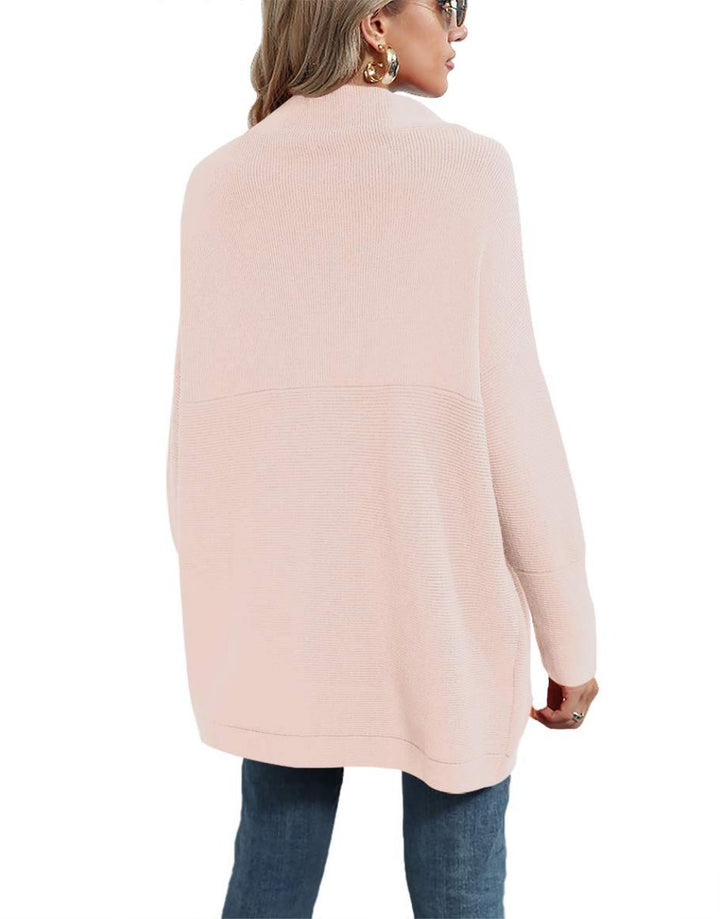 Anrabess Ribbed Knit Turtleneck Slouchy Tunic Pullover