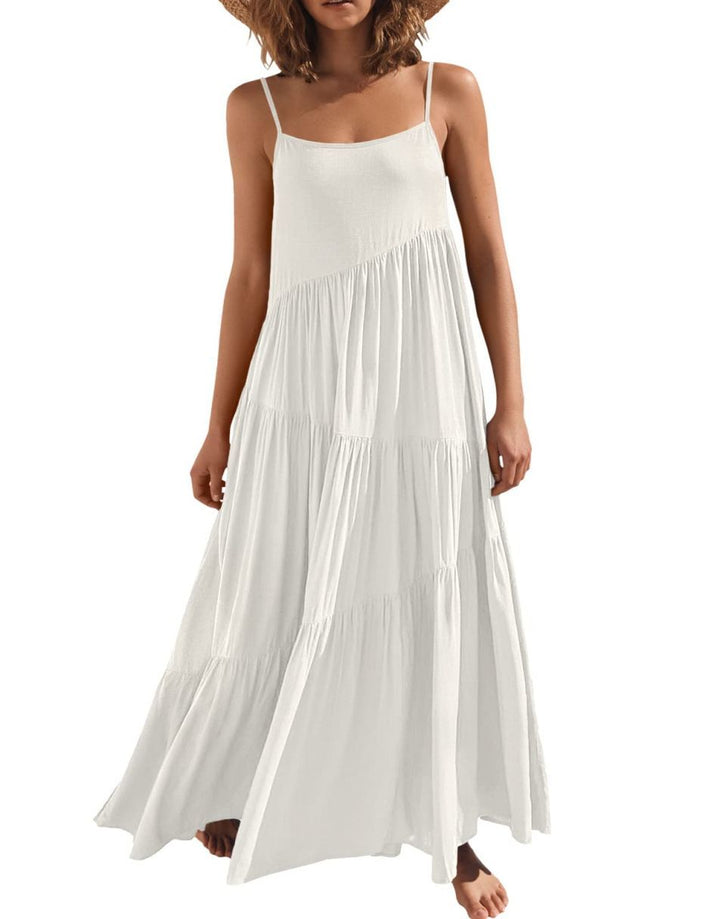 ANRABESS Asymmetric Tiered Sleeveless Maxi Beach Dress