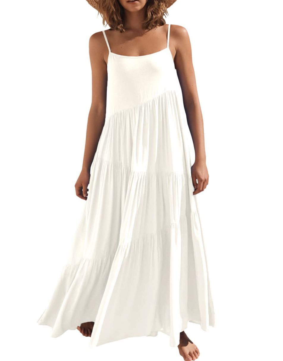 ANRABESS Asymmetric Tiered Sleeveless Maxi Beach Dress