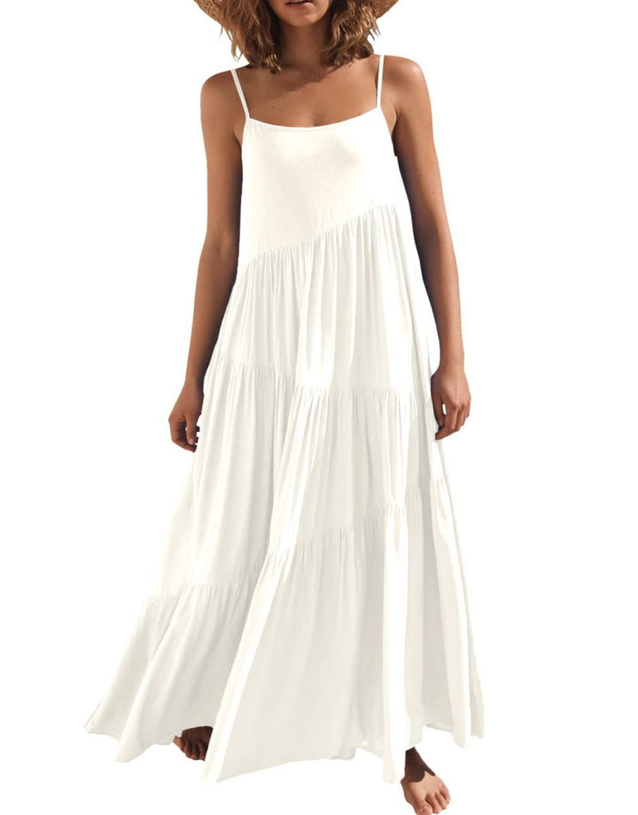 ANRABESS Asymmetric Tiered Sleeveless Maxi Beach Dress