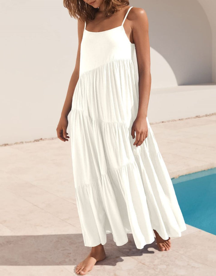 ANRABESS Asymmetric Tiered Sleeveless Maxi Beach Dress
