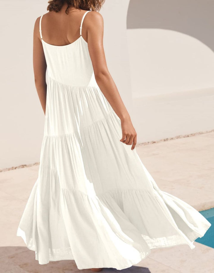 ANRABESS Asymmetric Tiered Sleeveless Maxi Beach Dress