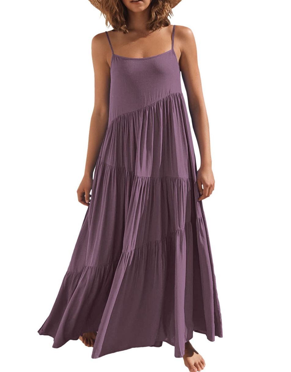 ANRABESS Asymmetric Tiered Sleeveless Maxi Beach Dress