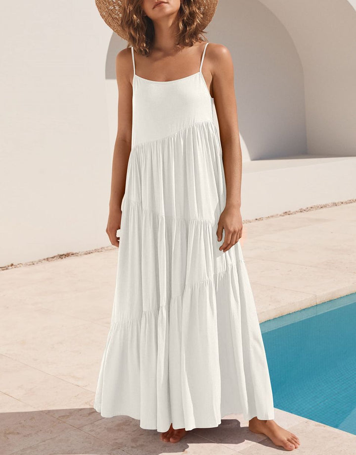 ANRABESS Asymmetric Tiered Sleeveless Maxi Beach Dress
