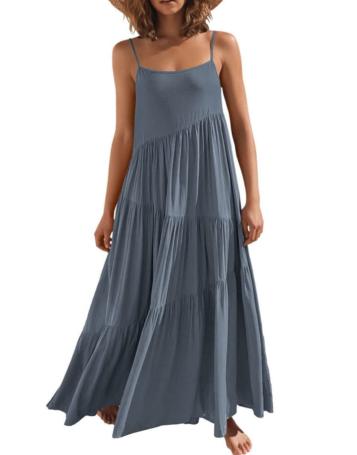 ANRABESS Asymmetric Tiered Sleeveless Maxi Beach Dress