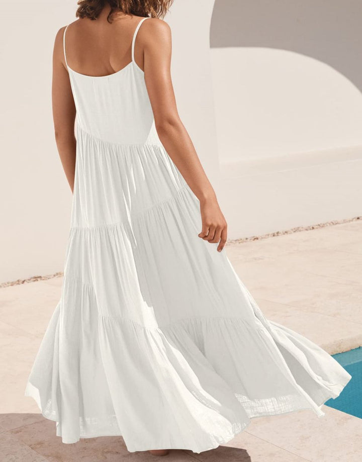ANRABESS Asymmetric Tiered Sleeveless Maxi Beach Dress