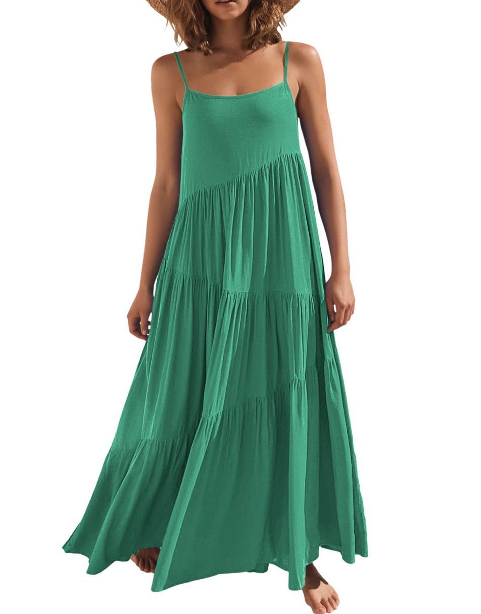 ANRABESS Asymmetric Tiered Sleeveless Maxi Beach Dress