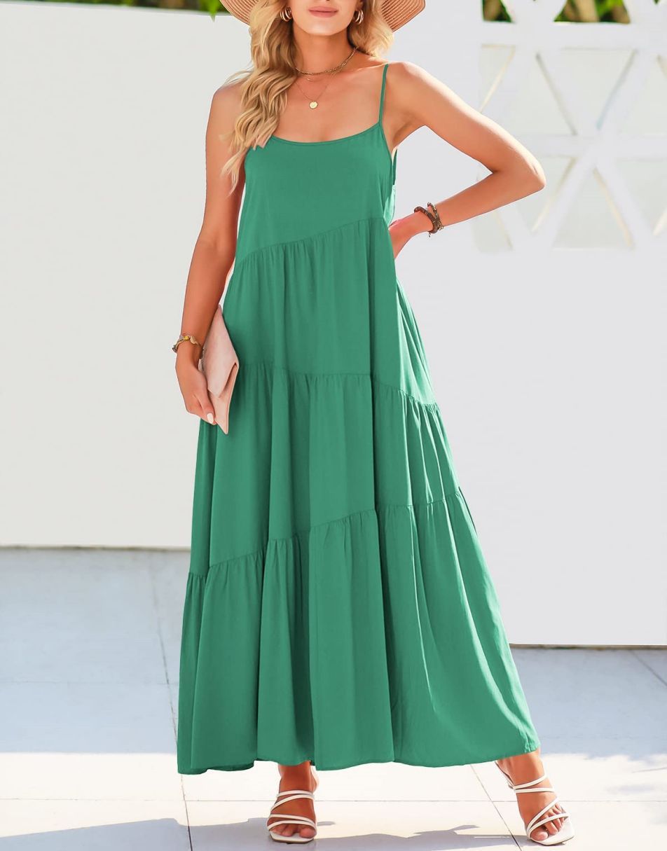 ANRABESS Asymmetric Tiered Sleeveless Maxi Beach Dress