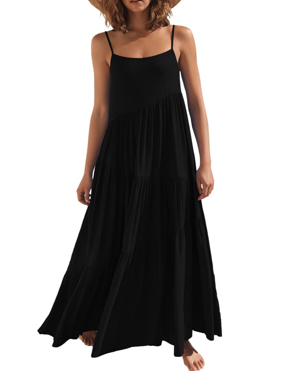 ANRABESS Asymmetric Tiered Sleeveless Maxi Beach Dress