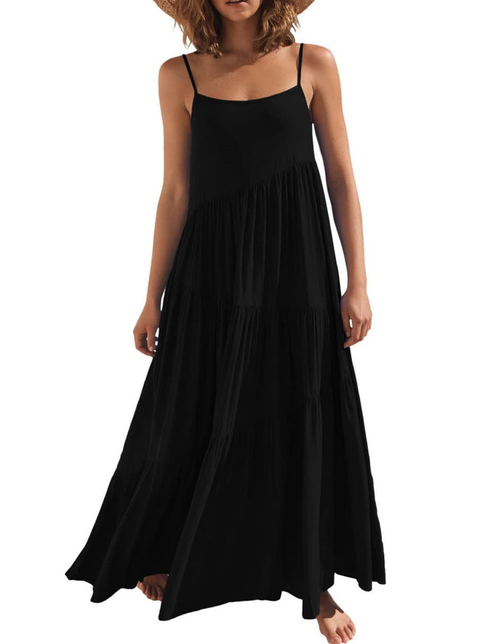 ANRABESS Asymmetric Tiered Sleeveless Maxi Beach Dress