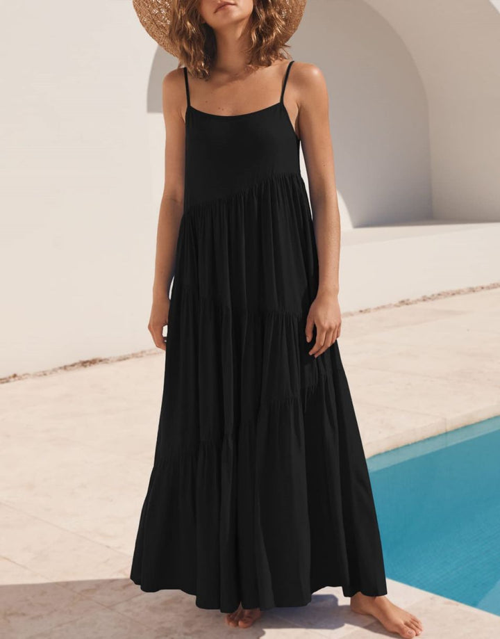 ANRABESS Asymmetric Tiered Sleeveless Maxi Beach Dress