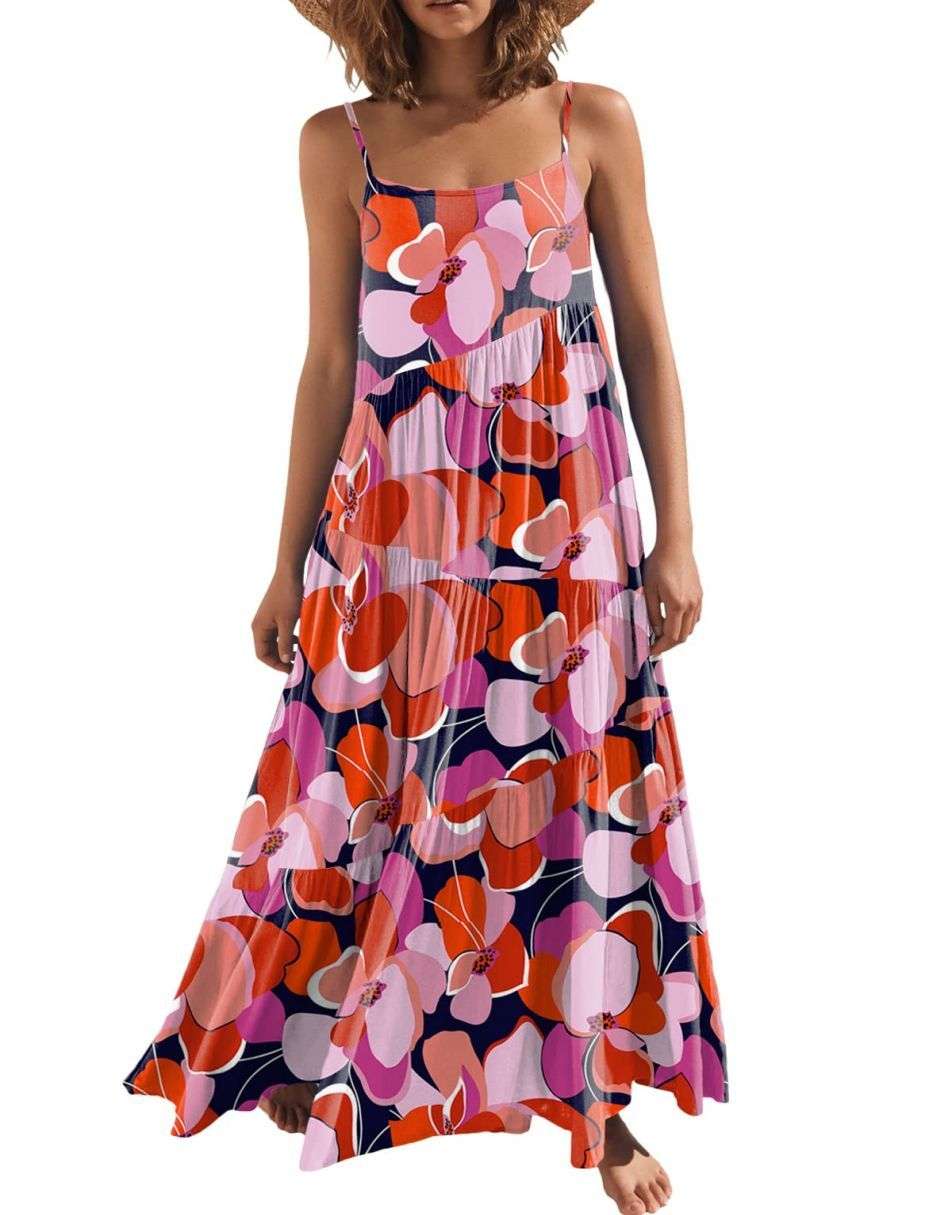 ANRABESS Asymmetric Tiered Sleeveless Maxi Beach Dress