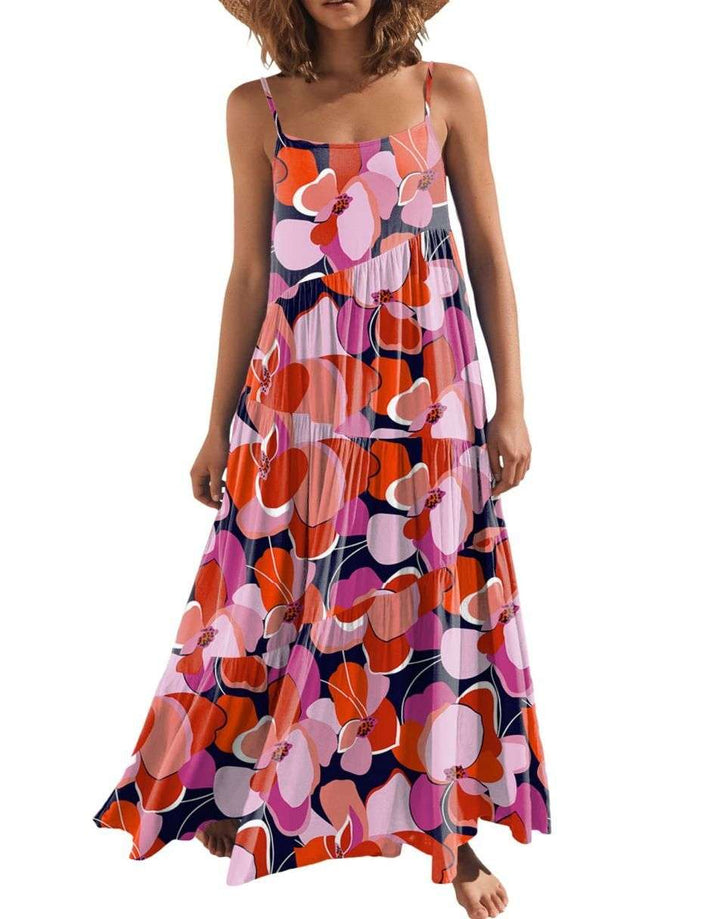 ANRABESS Asymmetric Tiered Sleeveless Maxi Beach Dress