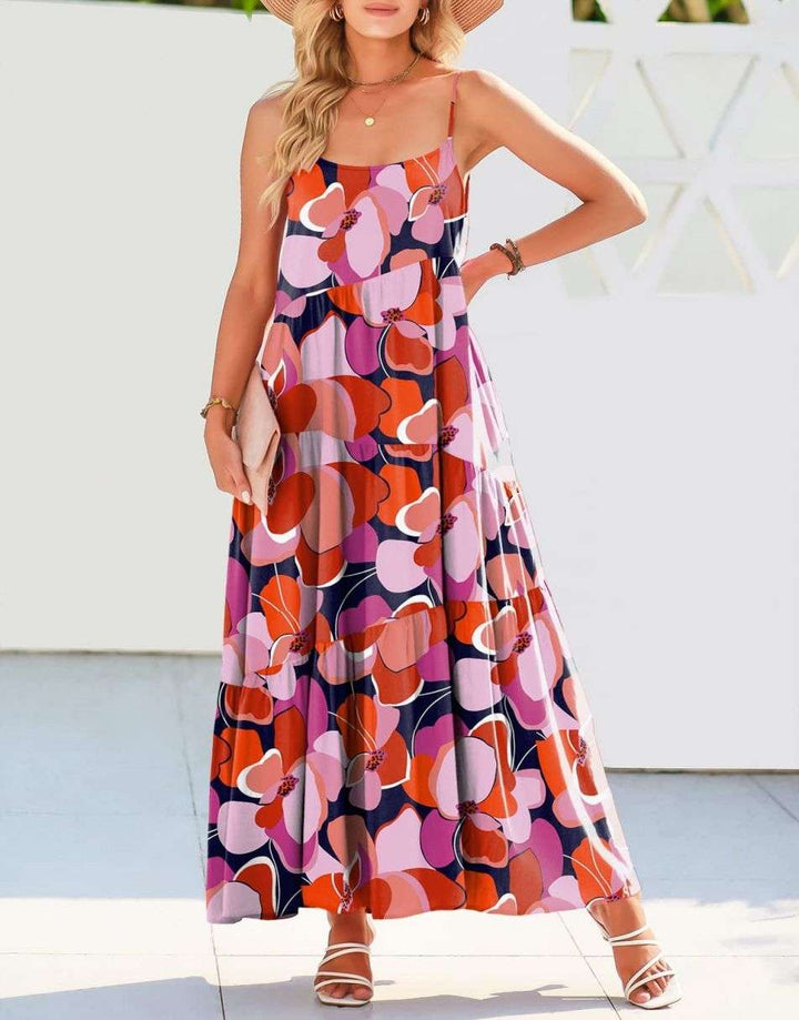 ANRABESS Asymmetric Tiered Sleeveless Maxi Beach Dress