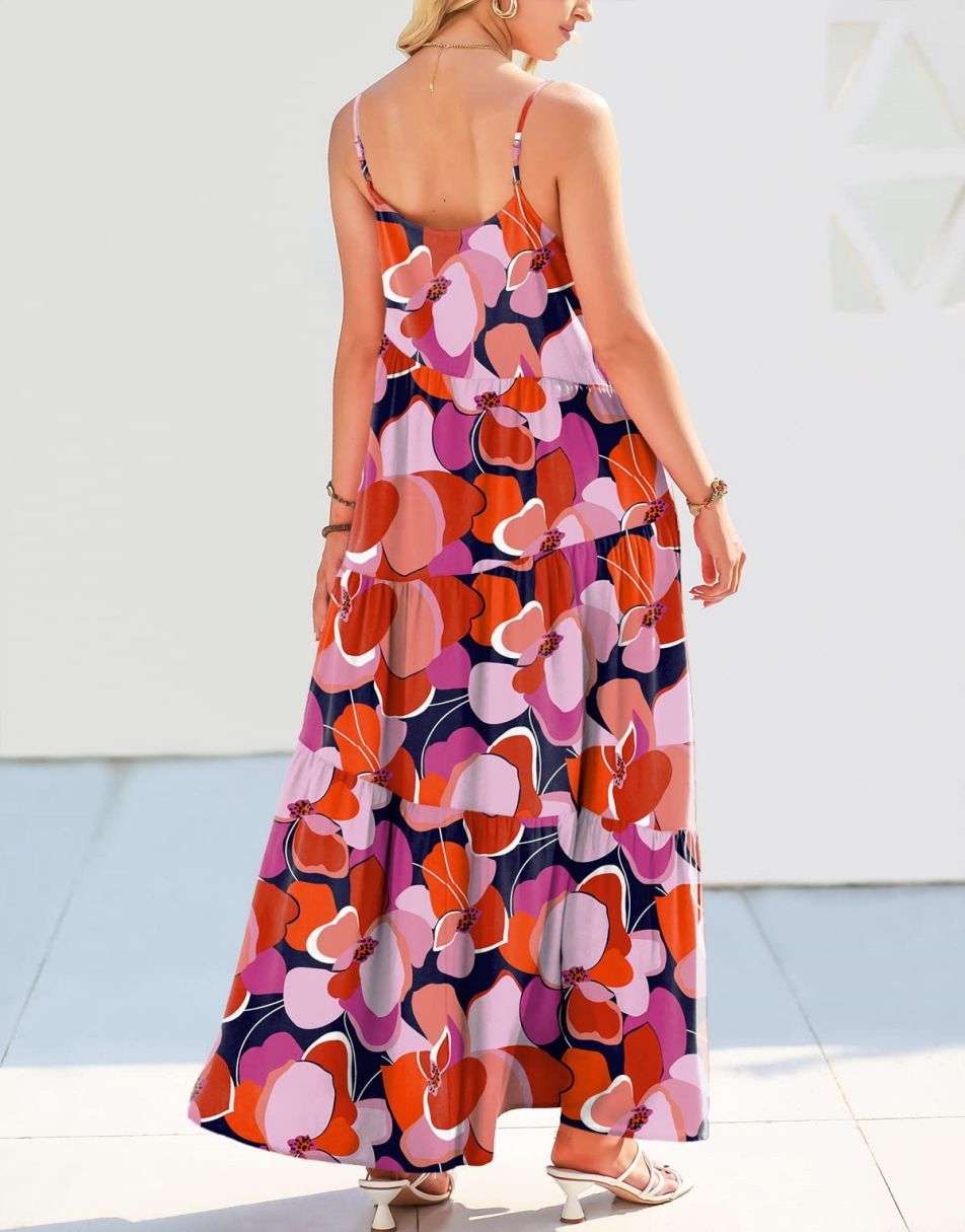 ANRABESS Asymmetric Tiered Sleeveless Maxi Beach Dress
