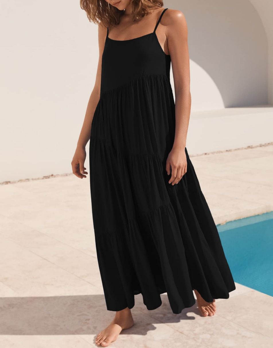ANRABESS Asymmetric Tiered Sleeveless Maxi Beach Dress