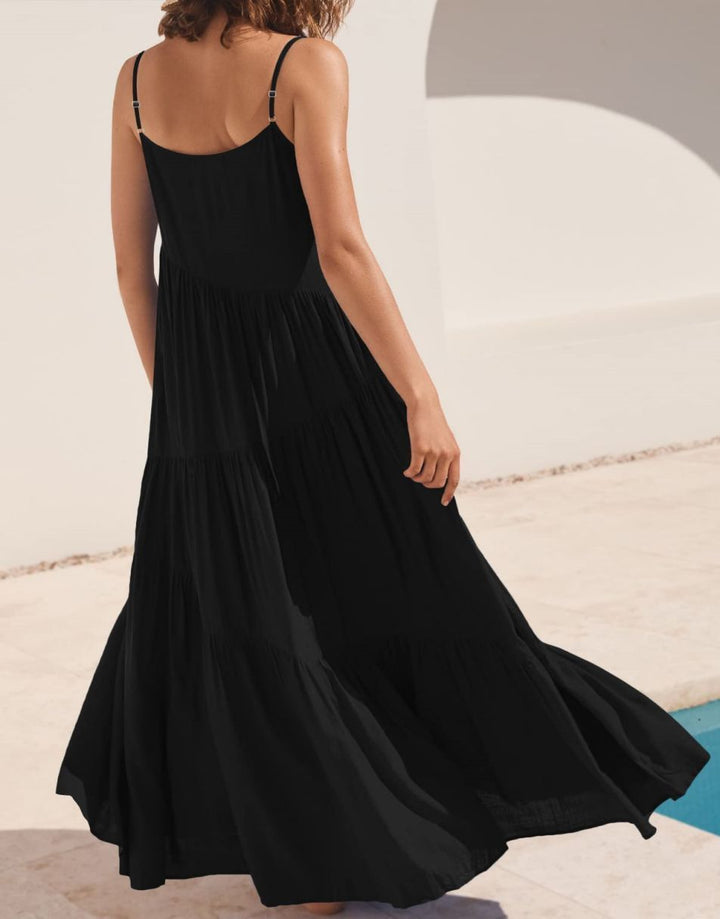 ANRABESS Asymmetric Tiered Sleeveless Maxi Beach Dress
