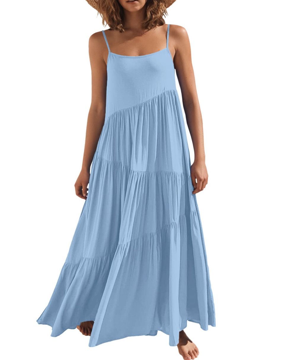 ANRABESS Asymmetric Tiered Sleeveless Maxi Beach Dress
