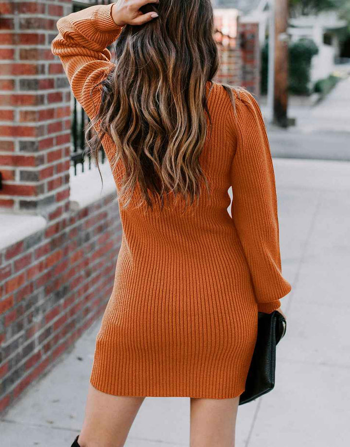 ANRABESS Turtleneck Long Sleeve Bodycon Sweater Dress