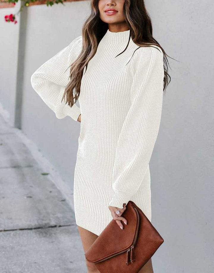 ANRABESS Turtleneck Long Sleeve Bodycon Sweater Dress