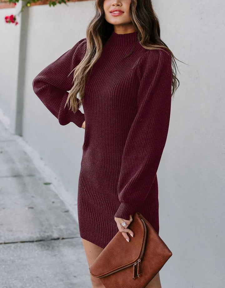ANRABESS Turtleneck Long Sleeve Bodycon Sweater Dress