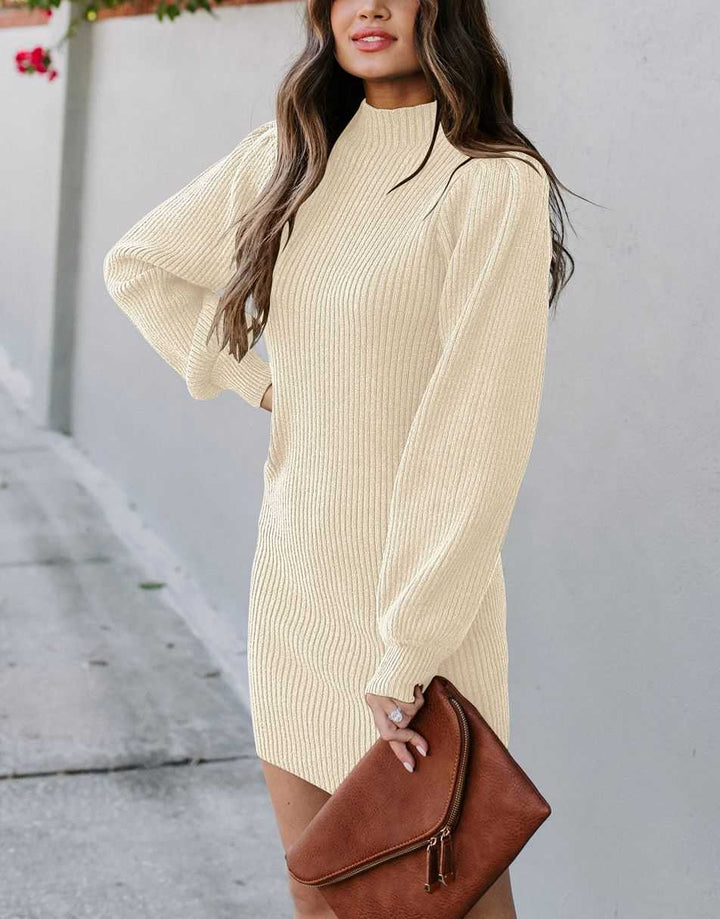 ANRABESS Turtleneck Long Sleeve Bodycon Sweater Dress