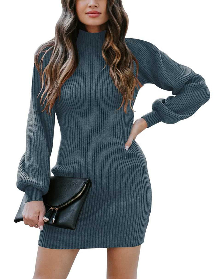 ANRABESS Turtleneck Long Sleeve Bodycon Sweater Dress