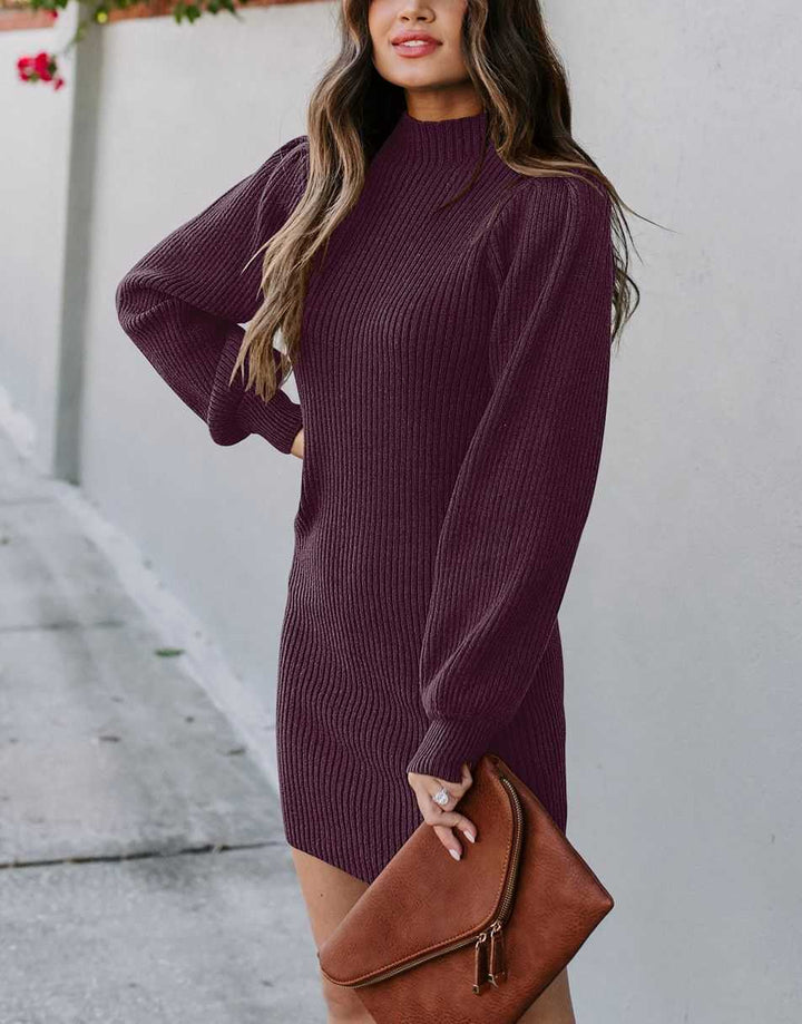 ANRABESS Turtleneck Long Sleeve Bodycon Sweater Dress