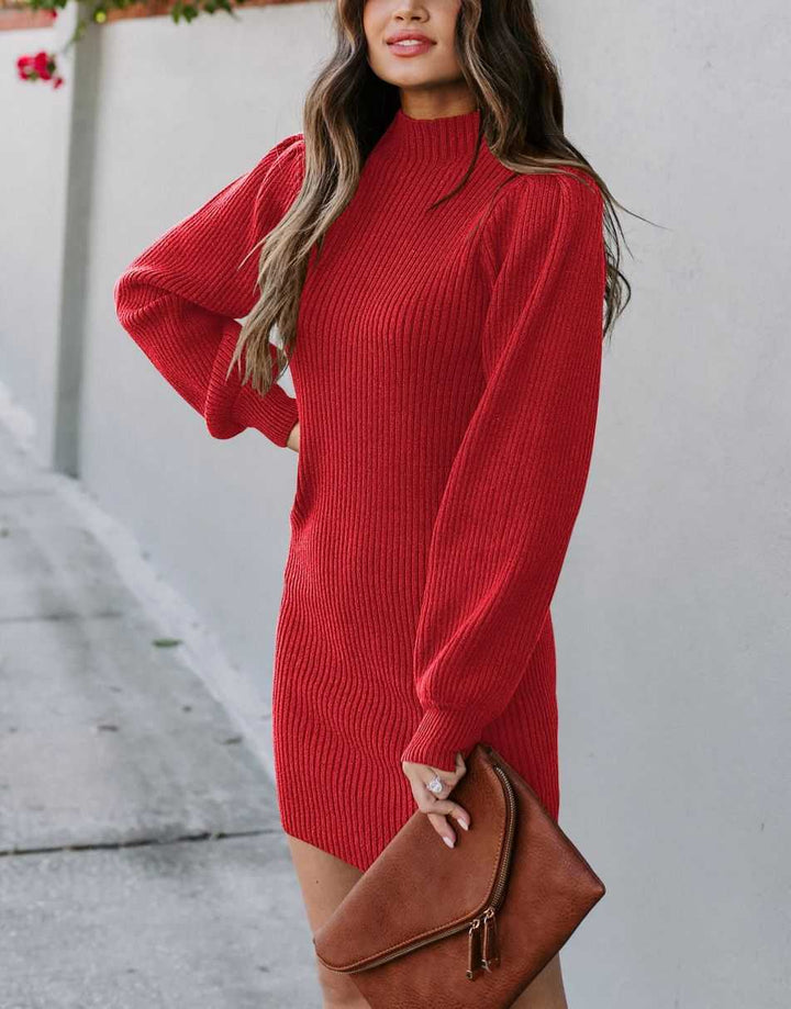 ANRABESS Turtleneck Long Sleeve Bodycon Sweater Dress